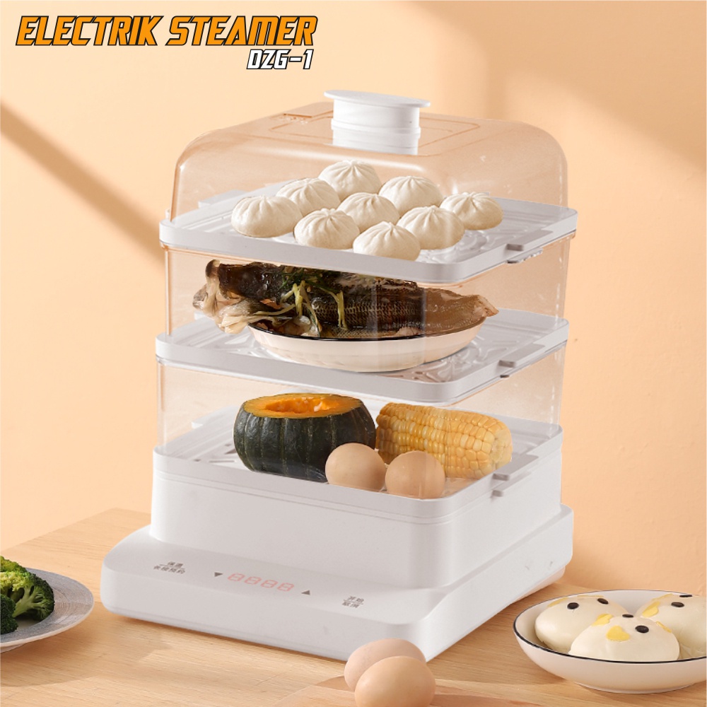 Steamer Penghangat Kukusan Makanan 3 Tingkat Eco Food Premium Food Steamer Electric Anti Debu WHFURNITURE