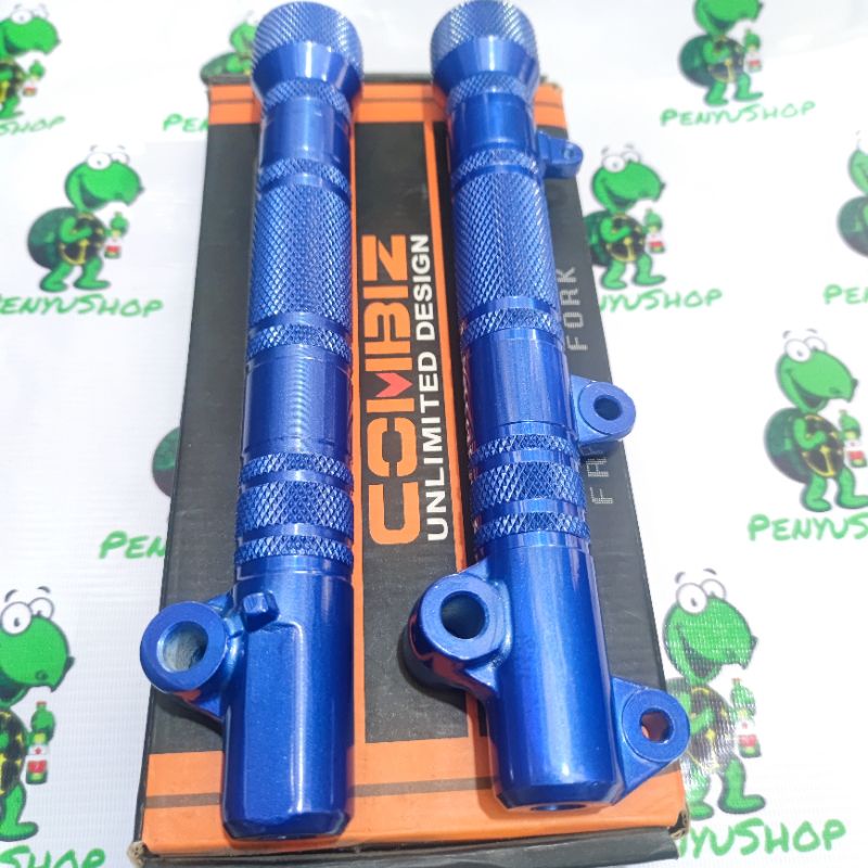 tabung shock depan mio beat COMBIZ front bottom bubutan kartel biru