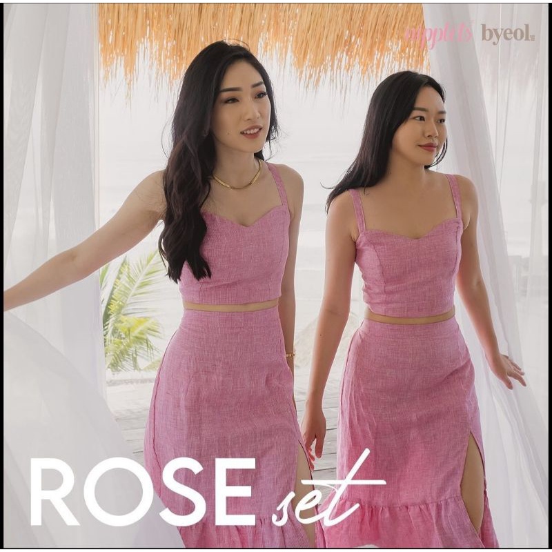 (KONDISI BARU) Byeol x Nipplets Rose Set | byeol x nipplets Rose top