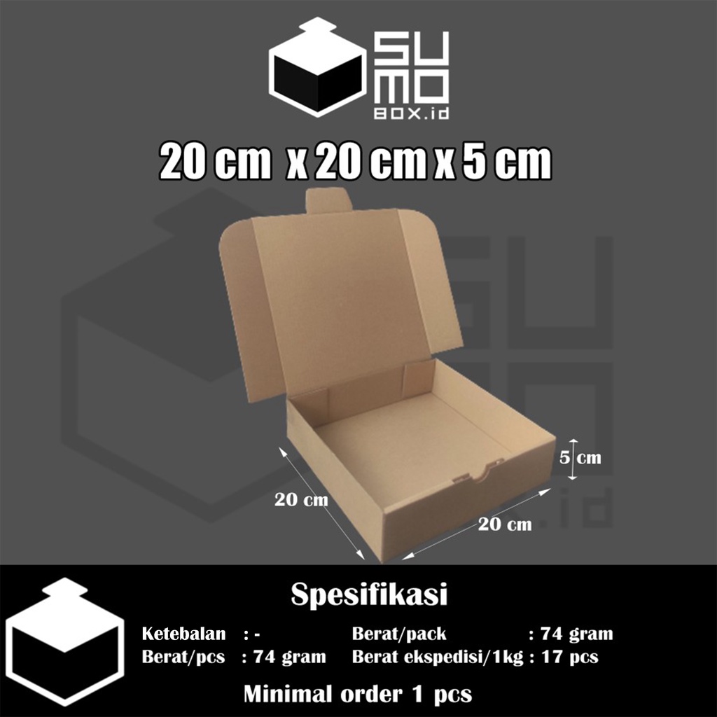 

Dus Pizza Polos 20x20x5 cm / Gift Box Coklat Die Cut Kraft Baju Kue [ECERAN]