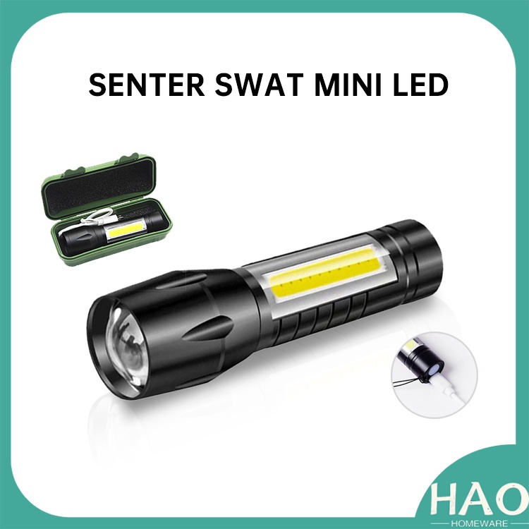 Jual Senter Sw Mini Xpe Cob Led Swat Police Light Recharge Shopee