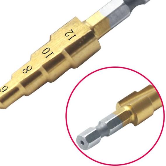 Mata Bor Pagoda 3in1 / Bahan HSS Lapis Titanium / Pouch