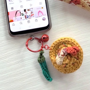 Aksesoris hp Gantungan kunci Aksesoris tas Miniatur makanan gorengan