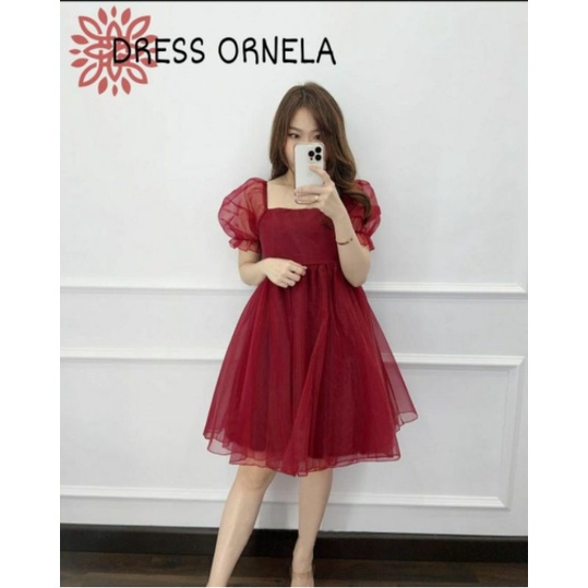 REALPICT PREMIUM Pakaian wanita baju mini dress dress gaun dres Korea pendek merah cewek import baju