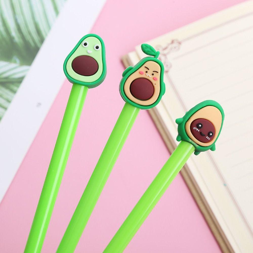 Mxbeauty Gel Ink Pen Sekolah Lucu Kreatif Ekspresi Wajah Lucu Bentuk Alpukat Asli Perlengkapan Kantor Kado