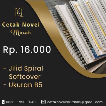 

Spiral Softcover + Ukuran B5 untuk cetak novel dll