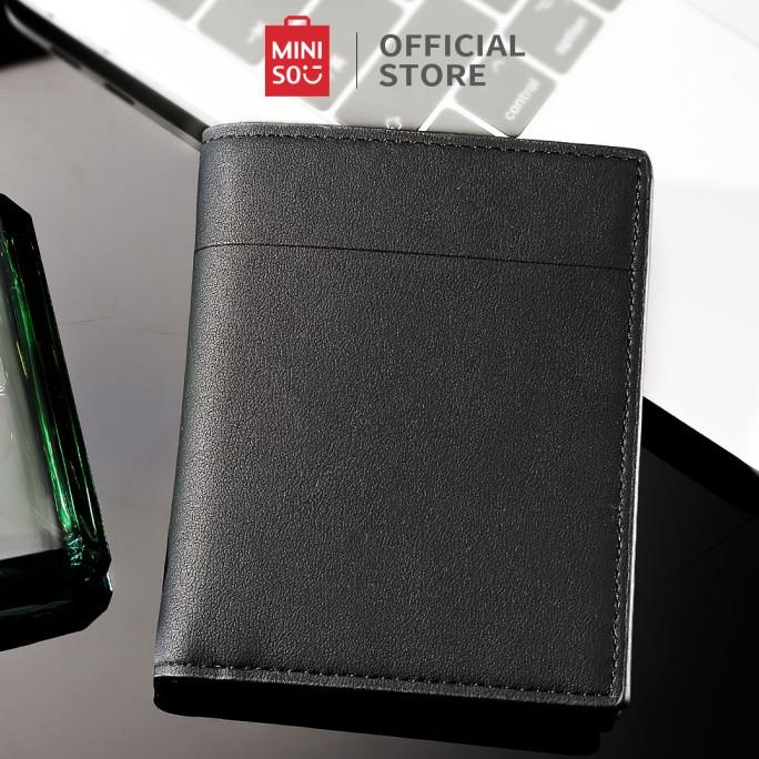 Miniso Dompet Pria Cowok Lipat Kecil Pendek Vertical Wallet Kulit