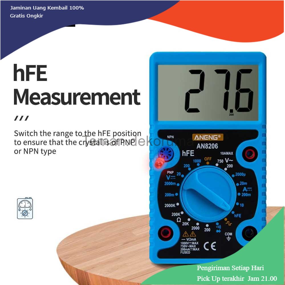 TD- PR2 ANENG Digital Multimeter Voltage Tester Large Screen Display - AN8206