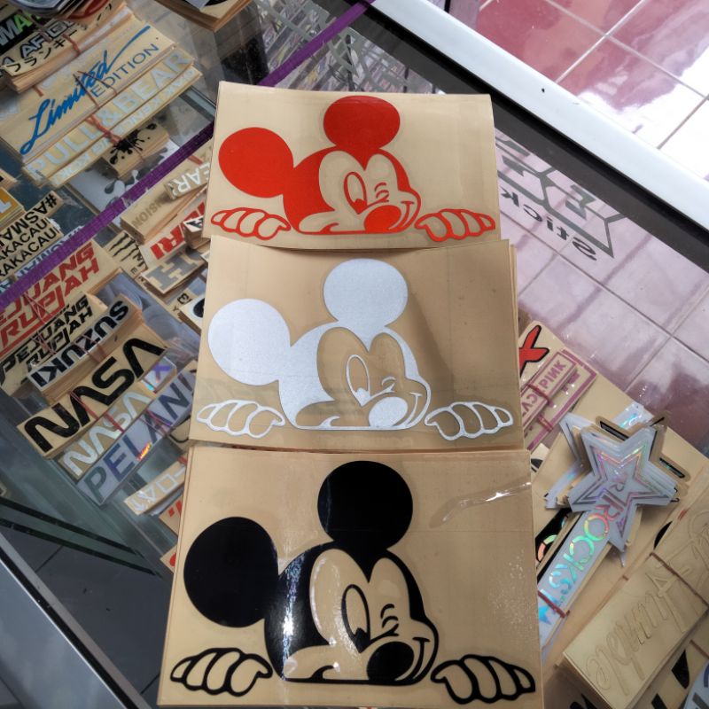 Sticker Stiker Mobil CUTTING NGINTIP MICKEY MOUSE