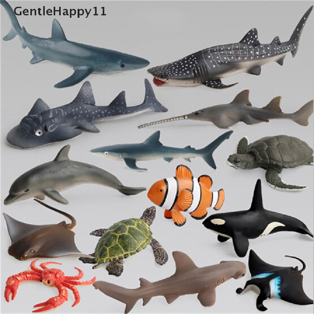 Gentlehappy Ocean Sealife Animals Whale Turtle Shark Model Mainan Hadiah Edukasi Anak id