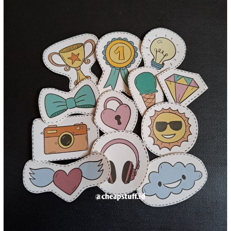 [VER.1] 12PCS STIKER PACK AESTHETIC / STIKER GLOSSY / CUTTING STICKER / STIKER LUCU / STIKER GRAFITY