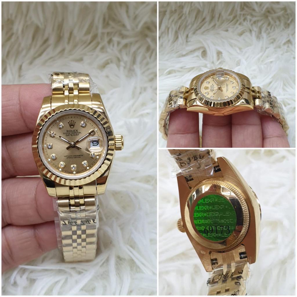 Fullset Jam Tangan Wanita Rolex Automatic Premium Datejust All Stainless Asli Rolex