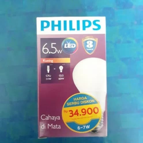 Philips Lampu Led 6.5W 6.5 Watt Bohlam Kuning