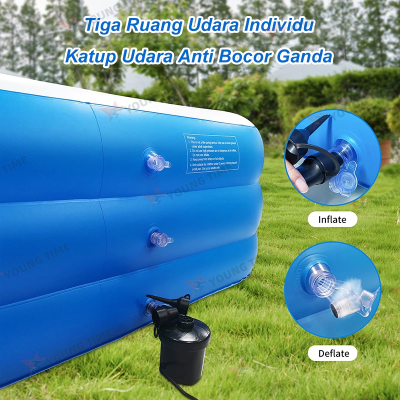 【Pertukaran Gratis】Kolam Renang Anak jumbo 3 Rings dan Bayi Tiup Karet Besar Family Inflatable Swimming Pool Luar Ruangan 305cm/260cm/200cm