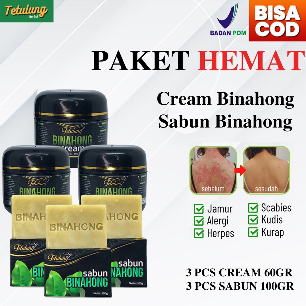 PAKET HEMAT 3 pcs SALEP BINAHONG 60 GR &amp; SABUN BINAHONG 100GR