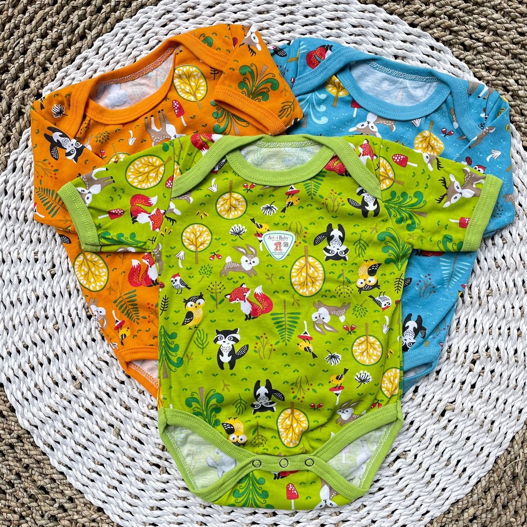 3pcs Jumper Bayi Bodysuit Motif Full Sablon Jumper Bayi Newborn SNI ASYAM BABY