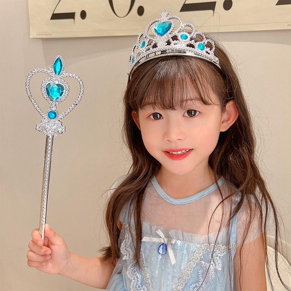 Agustina Anak Bando 3pcs/Set Lucu Indah Wig Kepang Tongkat Ajaib Putri Es Gaya Korea Hiasan Kepala Kartun Gadis Aksesoris Rambut