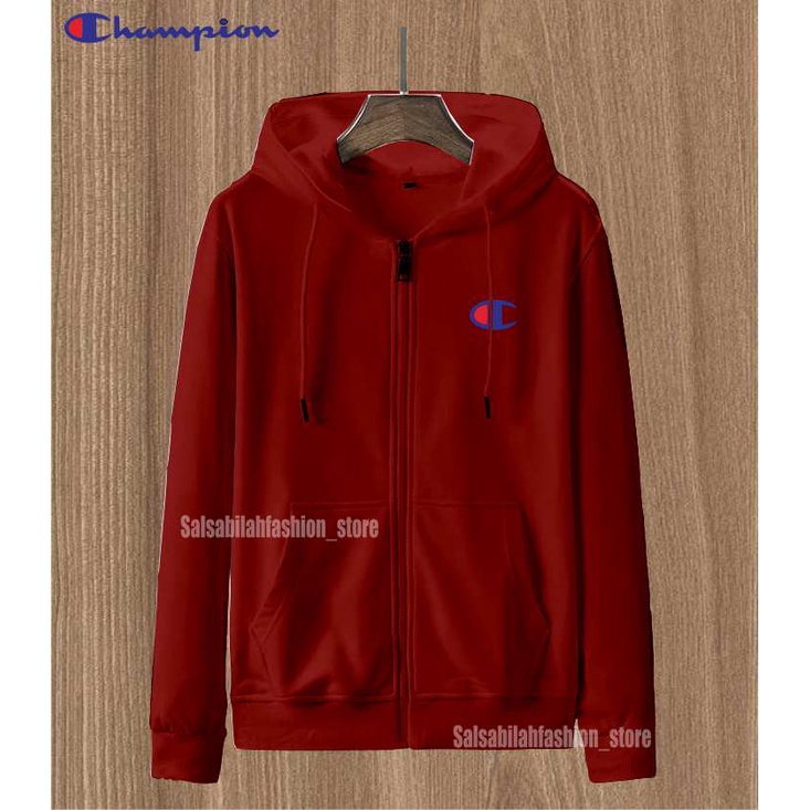 SWEATER HOODIE - Jaket Distro Zipper - Jaket Sweater Hoodie Resleting Pria Logo champio&quot;n