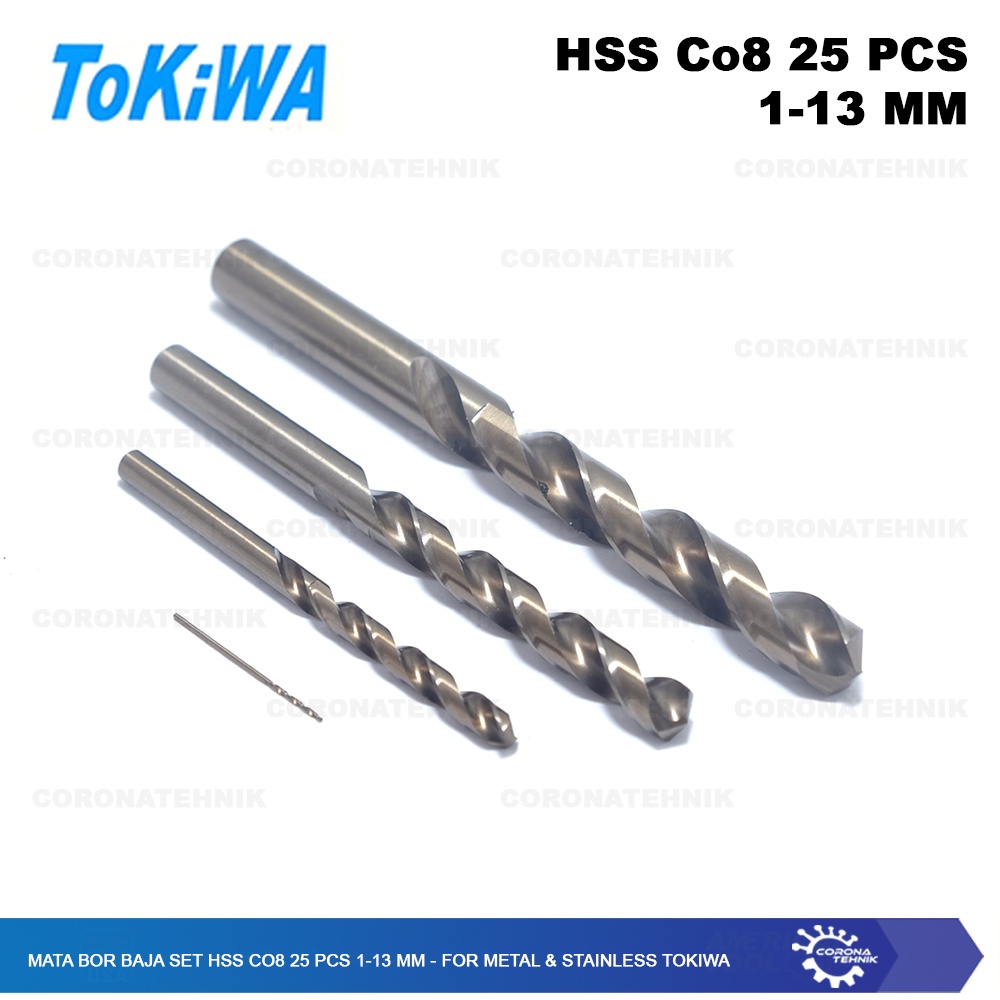 Tokiwa - Mata Bor Baja Set HSS Co8 25 Pcs 1-13 mm - Metal &amp; Stainless