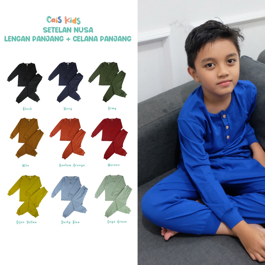 Cais Kids - setelan Nusa kaos lengan panjang dan celana panjang anak bahan kaos combed