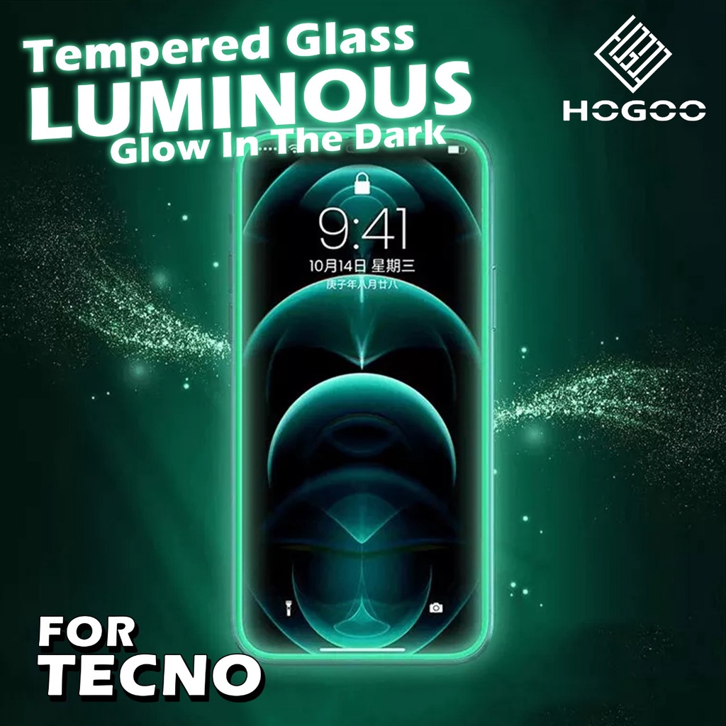 TEMPERED GLASS Luminous Glow In The Dark FOR TECNO SERIES PELINDUNG LAYAR DEPAN