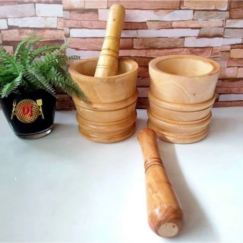 lumpang kayu tumbukan kayu halu ulekan kayu cobek kayu / ulekan rujak