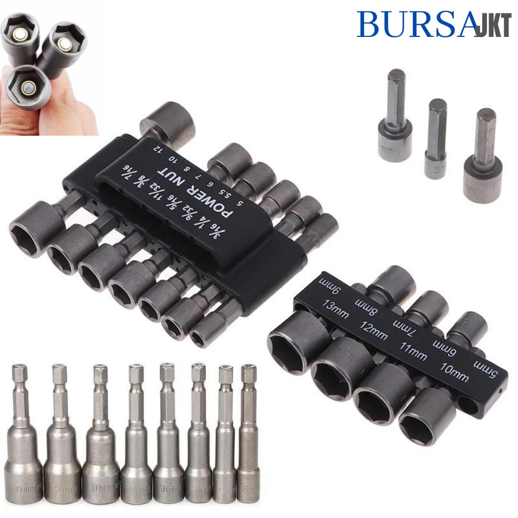 MATA SOCKET SOCK KUNCI BOR TAMBAHAN 1/4 INCH SET MAGNETIC