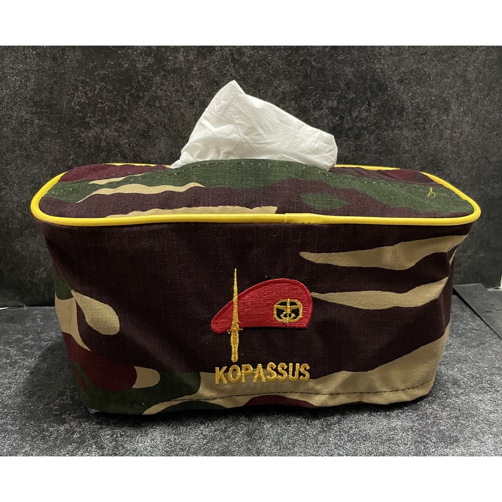 Kotak Tissue Kopassus (Loreng) - Tempat Tissue Mobil - Tissue Box Kopassus