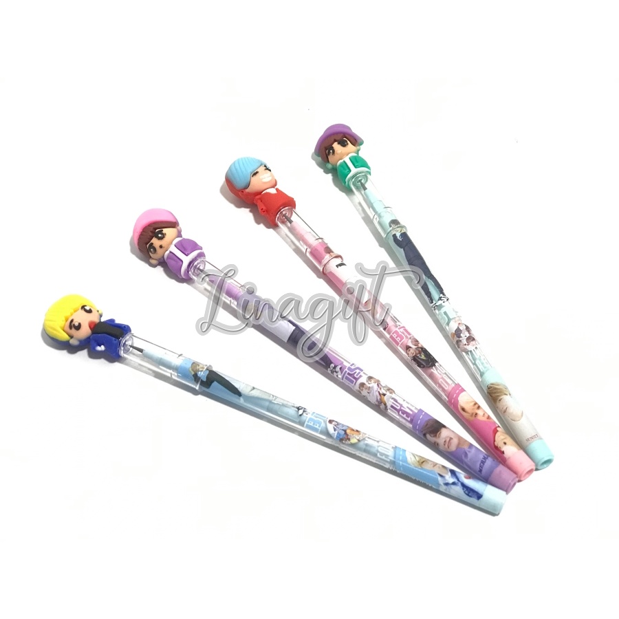 ( Ecer 1 Pc ) PENSIL BENSIA KARAKTER - SUPERHERO SPIDERMAN BATMAN BT21 DORAEMON KEROPI SANRIO LOL UNICORN