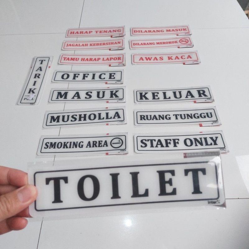 

TERMURAH! Papan Sign Akrilik Tulisan TOILET Bahan PP 5x20cm 1 Buah