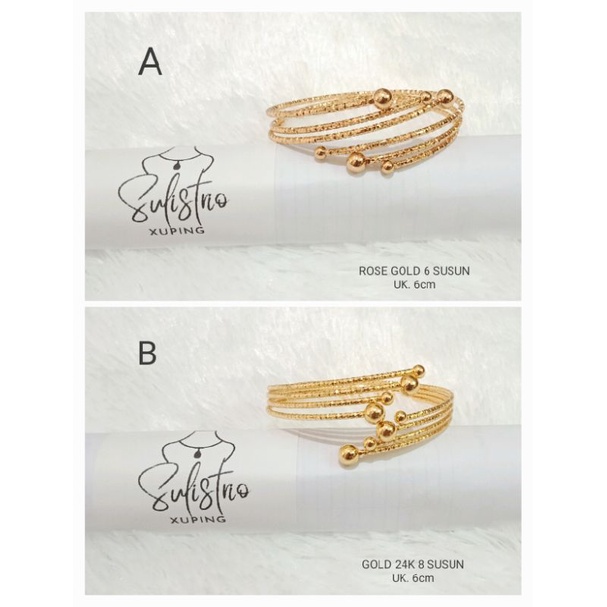 KJJ01. Gelang tangan keroncong susun dewasa lapis emas