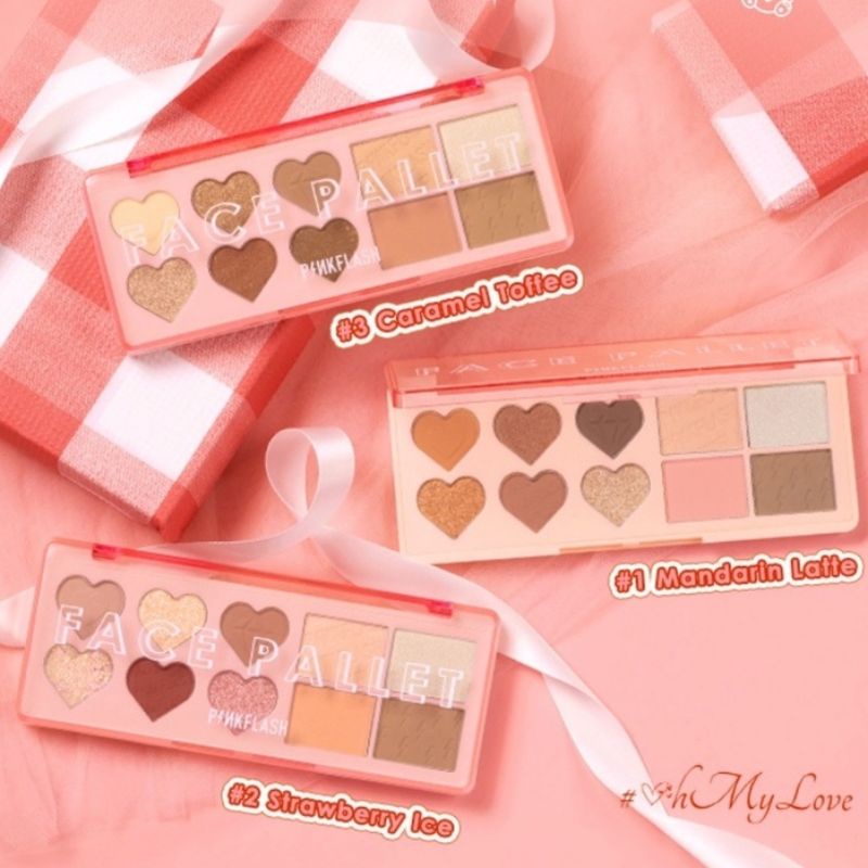 ❣️Rejeki.Shop❣️ PINKFLASH Multiple Face Pallete Eyeshadow | Highlighter | Mandarin Latte | Strawberr