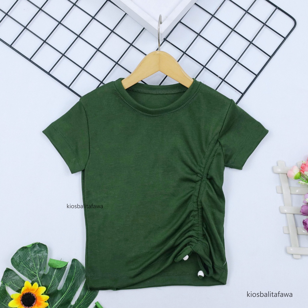 Lalisa Crop Top 2-5 Years / Kaos Knit Anak Perempuan Polos Baju Serut Anak Perempuan Blouse Atasan Bahan Cotton Rib Tebal Stretch Balita 2-5 Tahu Babycinnamon