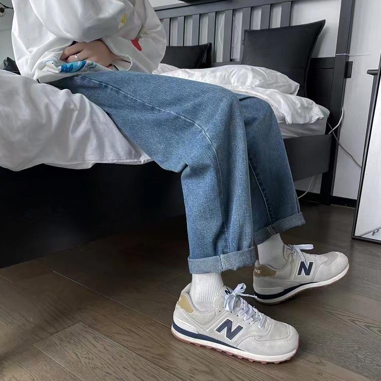STOK BANYAK ㊋ Celana panjang pria biru celana jeans pria kulot jeans baggy pants korean style loose 