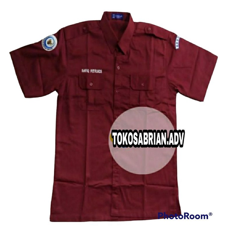kemeja KKP RI baju seragam KKP RI kementerian kelautan dan perikanan RI merah maron tangan pendek