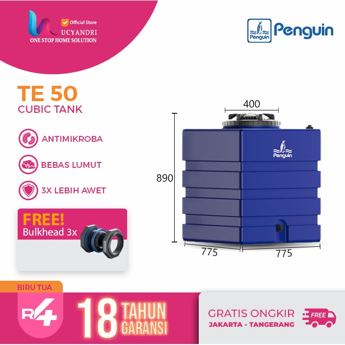 Penguin Tangki Air Kotak TE 50, Tandon Kotak, Toren Persegi Empat Toren Tandon