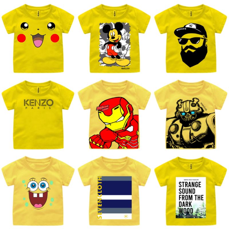 PROMO...!!!BAJU ANAK//KAOS ANAK//PAKAIAN ANAK//KAOS KARAKTER//SUPERHERO//KARTUN//REALPICT//TERLARIS//TERMURAH//USIA 1-9 TAHUN//TERLUCU//KUNING PART 2