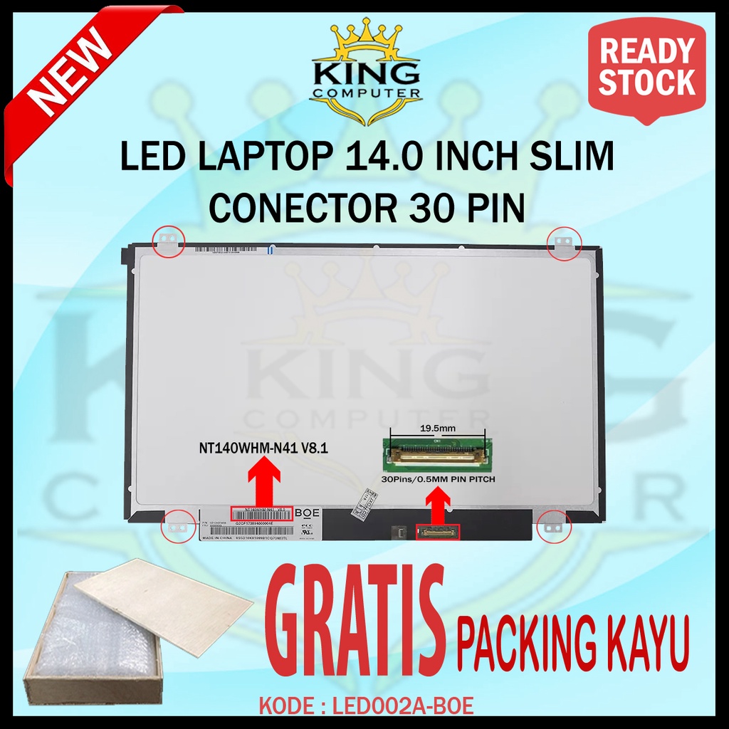 LED LCD Layar Screen Laptop 14 Inch 30 Pin Slim Tipis ORIGINAL GARANSI TUKAR BARU