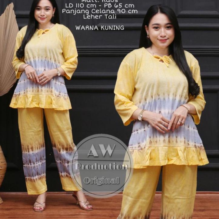 Murah Meriah SETELAN KAOS JUMBO PIYAMA BAJU TIDUR ONE SET TIEDYE BALI KEKINIAN OUTFIT WANITA TERMURA