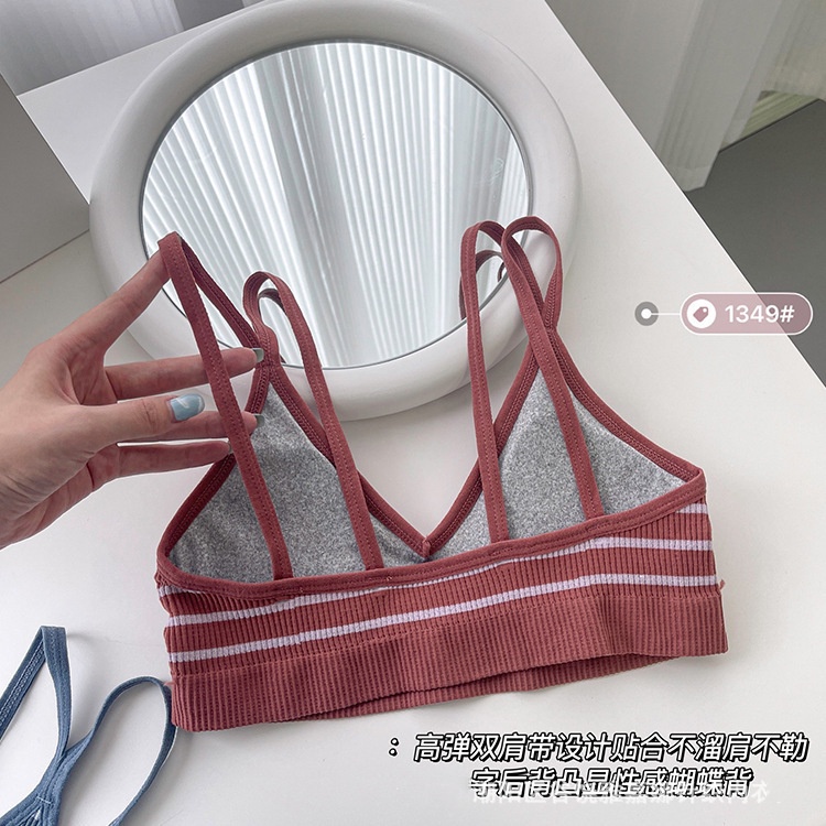 ❀ Chingu ❀ PW158 Bra Wanita Tanpa Kawat Ada Busa Motif Garis Garis Free Size Import Murah