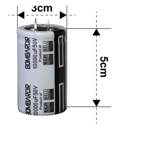 CAPASITOR 10000 UF 50V BOMBARDIR BELL- ELKO ELCO 10000 MIKRO 50 VOLT