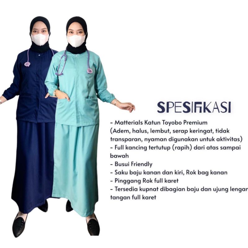 Baju Ok Kancing Tengah Bawahan ROK