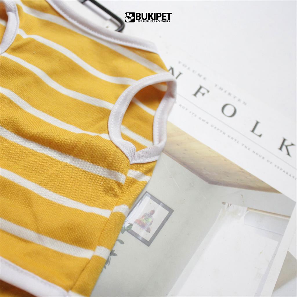 Baju Kucing Lucu Murah Cewek Cowok Aksesoris Hewan Kecil - Tank Stripe Dark Yellow Series