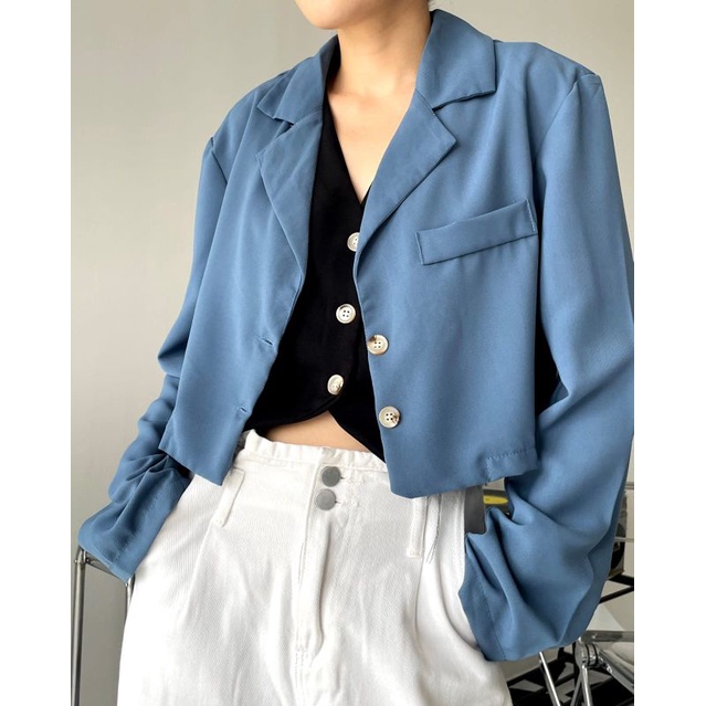 Crop Blazer Pendek Lengan Panjang Seoul Outer Blazer Korea Long Sleeve