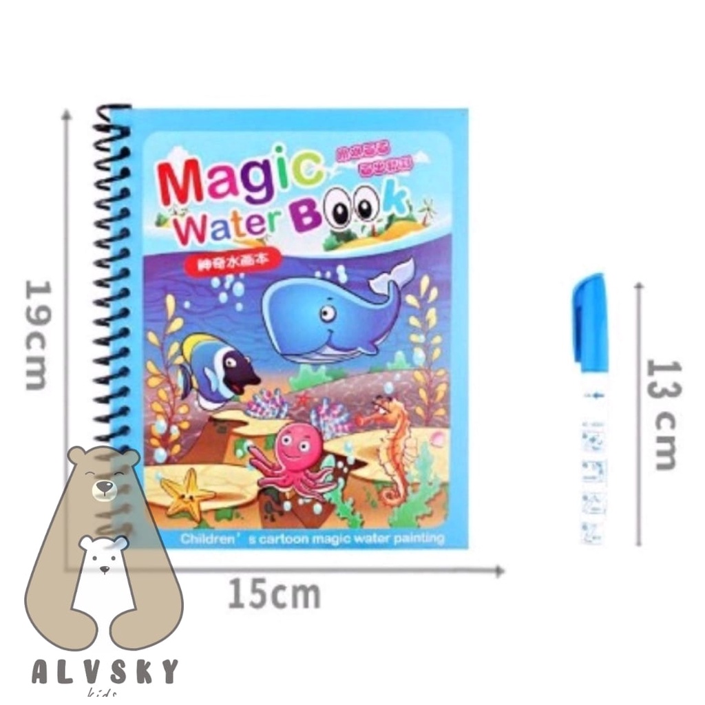 MAGIC WATER BOOK MAGIC WATER PEN BUKU GAMBAR MEWARNAI BUKU WARNA MAINAN EDUKASI ANAK