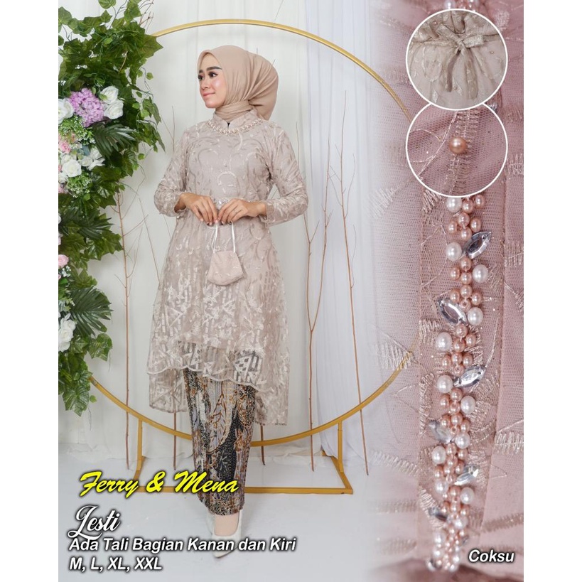 Permata Olshop / Kebaya Tunik Lesty Tulle Bordir Payet Mewah / Kebaya Modern Wisuda / Kebaya Kondangan / Kebaya Wisuda / Kebaya Lamaran