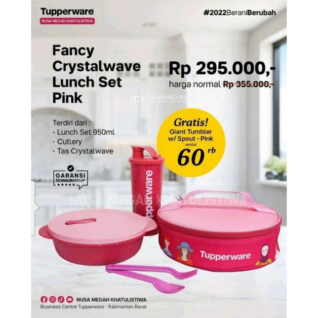 Fancy Crystalwave Lunch Set Pink free Giant tumbler - CWL free tumbler