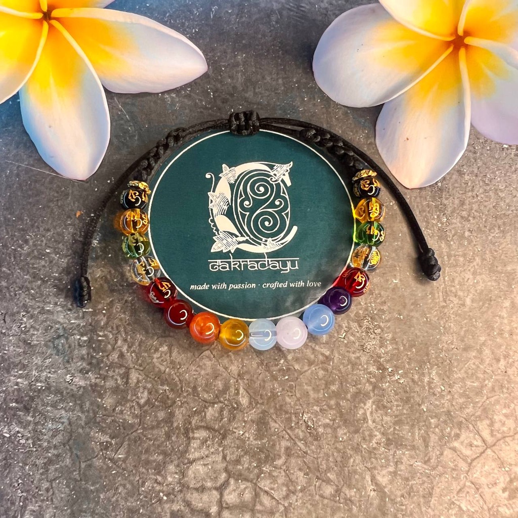 Gelang Perlindungan 7 Cakra dan Batu Kristal Tibet - Gelang Keselamatan Aura Positif