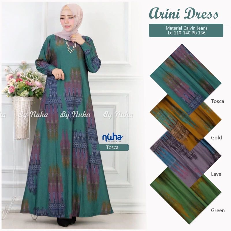 Arini Dress Ld110 - Gamis Calvin Jeans Terbaru Jumbo Bigsize Oversize / 023-7102