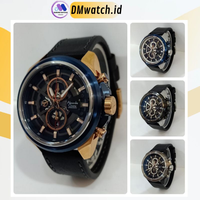 Jam Tangan Pria Ori Alexandre Christie AC 6504 Tali Kulit Original garansi resmi 1 Tahun